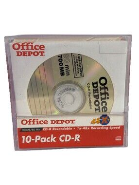 NEW Office Depot CD-R 10-pack 700MB/80 Min 1x-48x Recording Speed